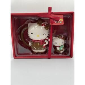 Hello Kitty Gingerbread Candy Cane Christmas Mug & Figurine Set NEW